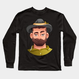 A brutal bearded man with a small smile Long Sleeve T-Shirt